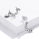 925 Sterling Silver Earrings with Translucent Opal and CZ in Oxidized Finish