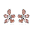 925 Sterling Silver White Gold Plated Enamel Earrings 0.9*1.0cm for Women