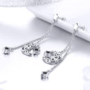 925 Sterling Silver Earrings with Plated Platinum and CZ - 4.4 x 1.0 cm for Women