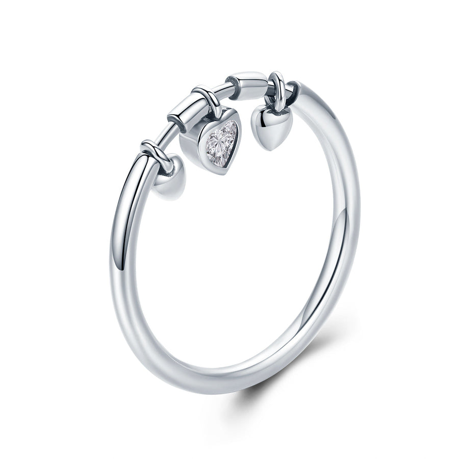 925 Sterling Silver Heart-Shaped Ring Size 5 for Women