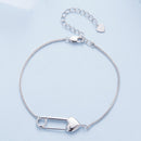 925 Sterling Silver Bracelet with CZ Pendant - 160mm Length and 8x26mm Pendant Size for Women