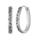 925 Sterling Silver Earrings for Women - 2.0*0.3cm, Inner Diameter 1.7cm, Oxidized Silver