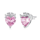 925 Sterling Silver White Gold Plated 0.9x0.65 cm Pavé CZ Earrings for Women