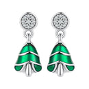 925 Sterling Silver Earrings with Enamel and Pavé Set CZ in Oxidized Silver