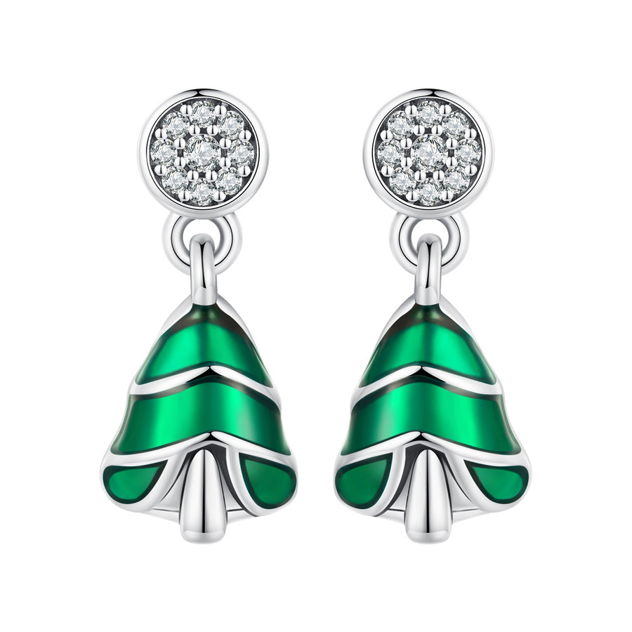 925 Sterling Silver Earrings with Enamel and Pavé Set CZ in Oxidized Silver