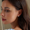 925 Sterling Silver White Shell Plated White Gold Earrings Size 7*8mm