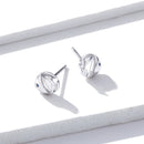 925 Sterling Silver Earrings with Pavé Setting CZ, Size 0.6*0.7cm, for Women