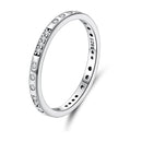 925 Sterling Silver Oxidized 0.18cm Wide Pavé Setting CZ Ring for Women - Size 6.0