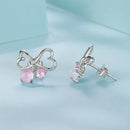 925 Sterling Silver Earrings with Pavé Setting CZ and Transparent Glass for Women