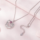 925 Sterling Silver Necklace with Pavé Setting CZ, 25x19mm Pendant, 400mm-450mm Length for Women