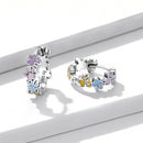925 Sterling Silver Enamel Oxidized Silver Earrings
