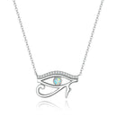 925 Sterling Silver Opal Necklace with CZ and Platinum Plating, Adjustable Length 45cm, Women’s Jewelry