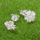 925 Sterling Silver Earrings with Pavé Setting CZ and White Gold Plating, 0.8cm for Women