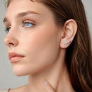 925 Sterling Silver White Gold Plated CZ Earrings 0.5*1.8cm for Women
