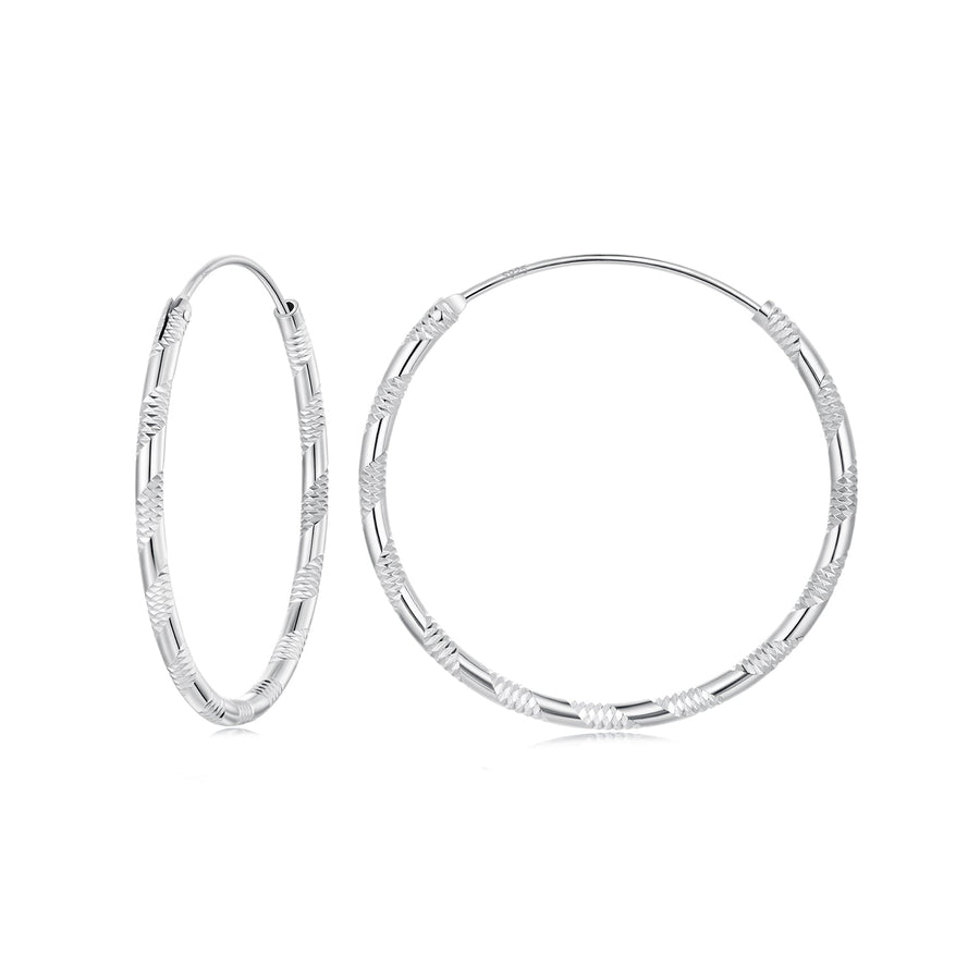 925 Sterling Silver Plated White Gold Earrings 3.0cm for Women