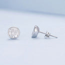 925 Sterling Silver Earrings with Pavé Setting CZ, 7mm, Plated Platinum for Women