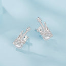 925 Sterling Silver Earrings for Women with White Gold Plating, Size 1.5x0.6cm