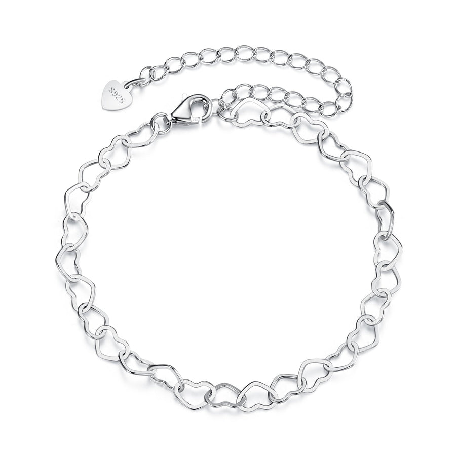 925 Sterling Silver Plated White Gold Adjustable Bracelet for Women