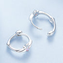 925 Sterling Silver White Gold Plated Earrings with CZ for Women