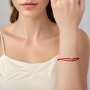 925 Sterling Silver Adjustable Bracelet with CZ and Cotton Rope for Women