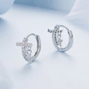 925 Sterling Silver Earrings with Pavé Setting CZ in White Gold, Size 13*8mm for Women