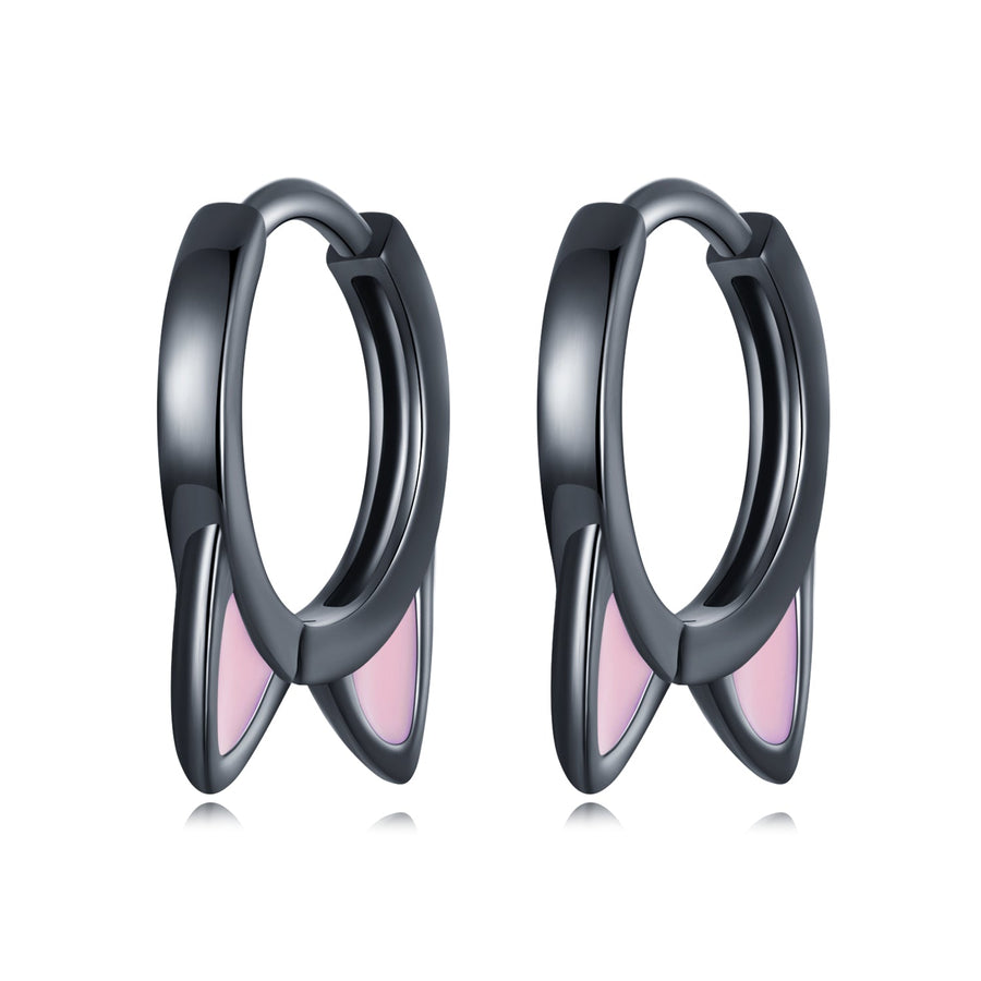 925 Sterling Silver Enamel Black Gold Plated Earrings for Women
