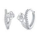 925 Sterling Silver Platinum Plated Pavé CZ Earrings