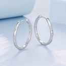 925 Sterling Silver White Gold Plated Hoop Earrings with CZ - 2.0cm