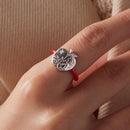 925 Sterling Silver Enamel Pavé CZ Ring for Women Size 1.3 cm