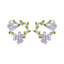 925 Sterling Silver Enamel CZ Plated Earrings