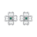 925 Sterling Silver Earrings with Pavé Setting CZ, 0.9cm, Oxidized Silver for Women