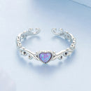 925 Sterling Silver Opal Pendant Ring for Women