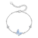 925 Sterling Silver White Gold Plated Bracelet with Enamel and CZ - 15+6cm Length