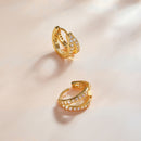S925 Sterling Silver Earrings with Pavé Setting CZ, 1.1*0.6cm, for Women