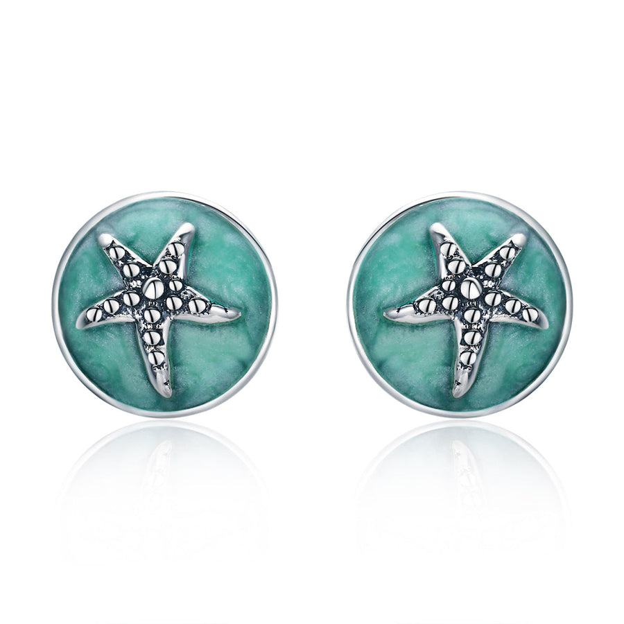 925 Sterling Silver Oxidized Enamel Earrings