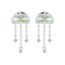 925 Sterling Silver Earrings with Pavé Setting CZ and Transparent Glass