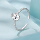 925 Sterling Silver Hamsa Hand Ring with Synthetic Spinel for Women