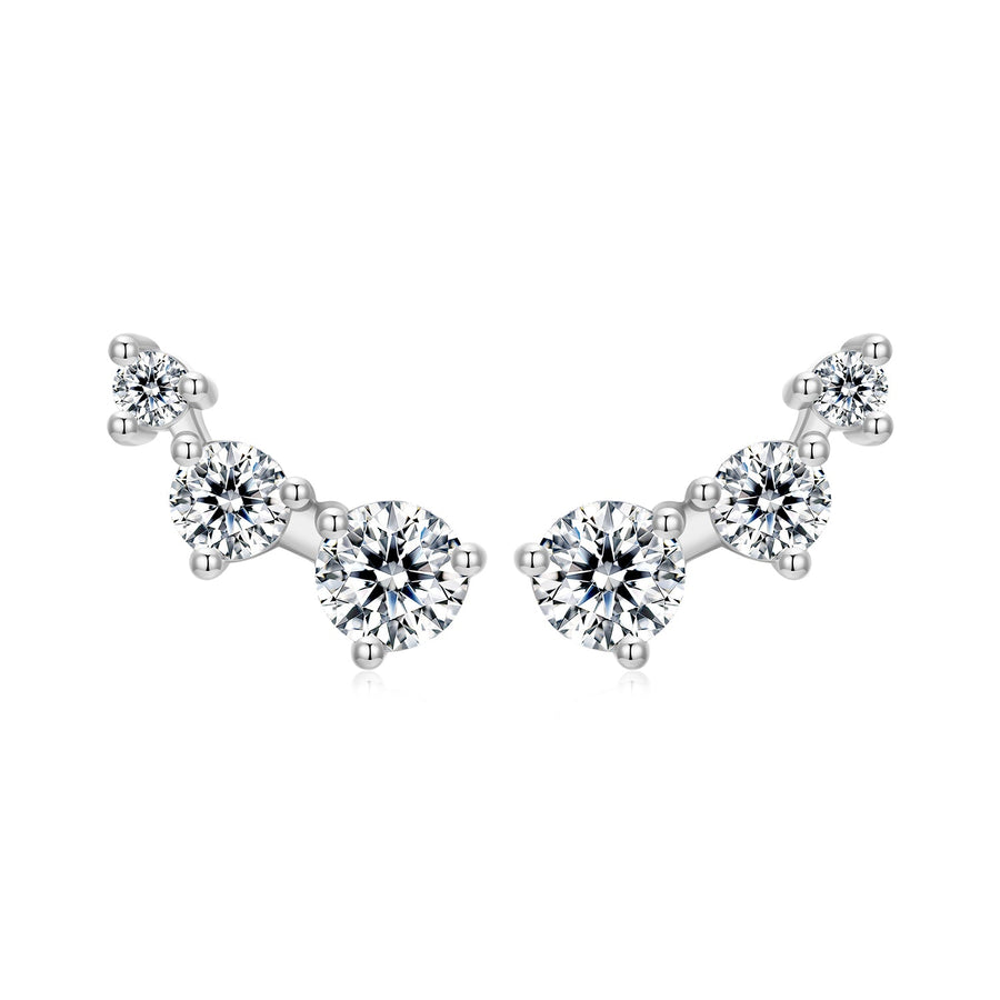 925 Sterling Silver Earrings with Pavé Setting CZ | Size 0.6*1.45cm for Women