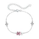 925 Sterling Silver Enamel Charm Bracelet with Pavé CZ, 15+6cm for Women