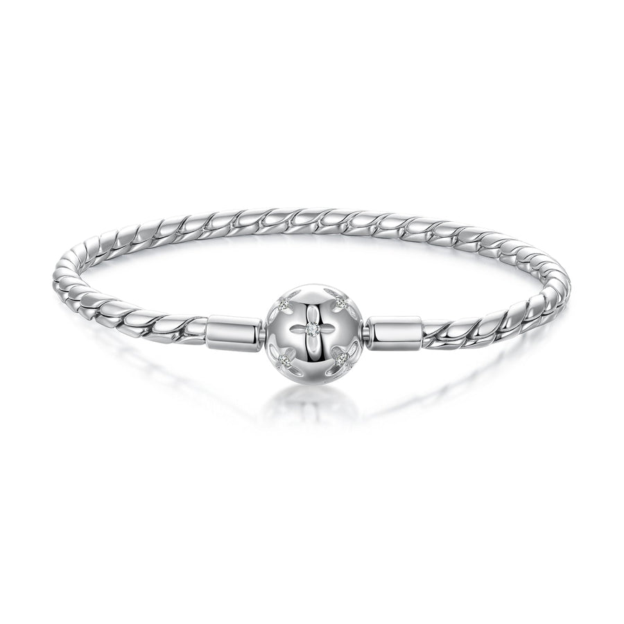925 Sterling Silver White Gold Plated Bracelet with CZ Pendant for Women