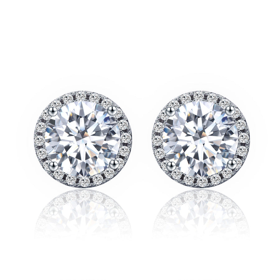 925 Sterling Silver Plated Platinum Pavé Setting CZ Earrings for Women