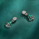 925 Sterling Silver Earrings with Enamel and Pavé Set CZ in Oxidized Silver