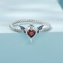 925 Sterling Silver Oxidized CZ Pendant Ring Size 6 for Women