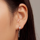925 Sterling Silver Earrings with Pavé Setting and Platinum Plating, 2.7 x 0.6 cm for Women