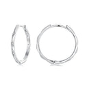 925 Sterling Silver White Gold Plated Hoop Earrings with CZ - 2.0cm