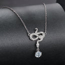 925 Sterling Silver Moissanite 0.50 Carat Necklace with CZ Pavé Setting in White Gold, 40+5cm for Women