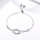 925 Sterling Silver Heart Shaped Bracelet 22CM for Women