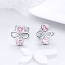 925 Sterling Silver Platinum Plated Pavé Setting CZ Earrings