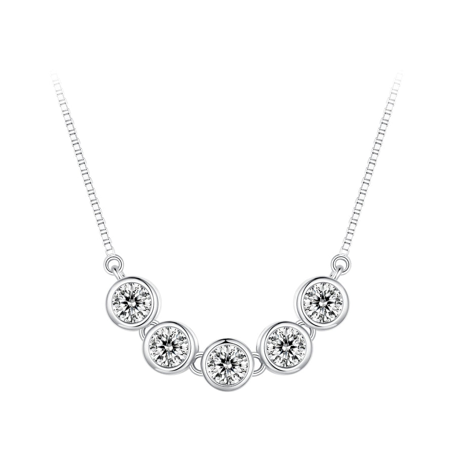 925 Sterling Silver 4mm Moissanite Plated Platinum Necklace for Women