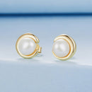 925 Sterling Silver Freshwater Pearl Gold Plated Earrings